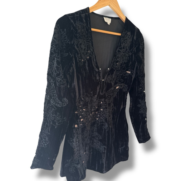 Hemant & Nandita Black Velvet Burnout Mini Dress S - Picture 2 of 8
